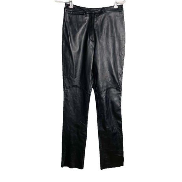 Wilsons Leather Maxima Black Pants  Biker Moto Rocker Goth‎ Size 8 28x34 - Picture 1 of 6